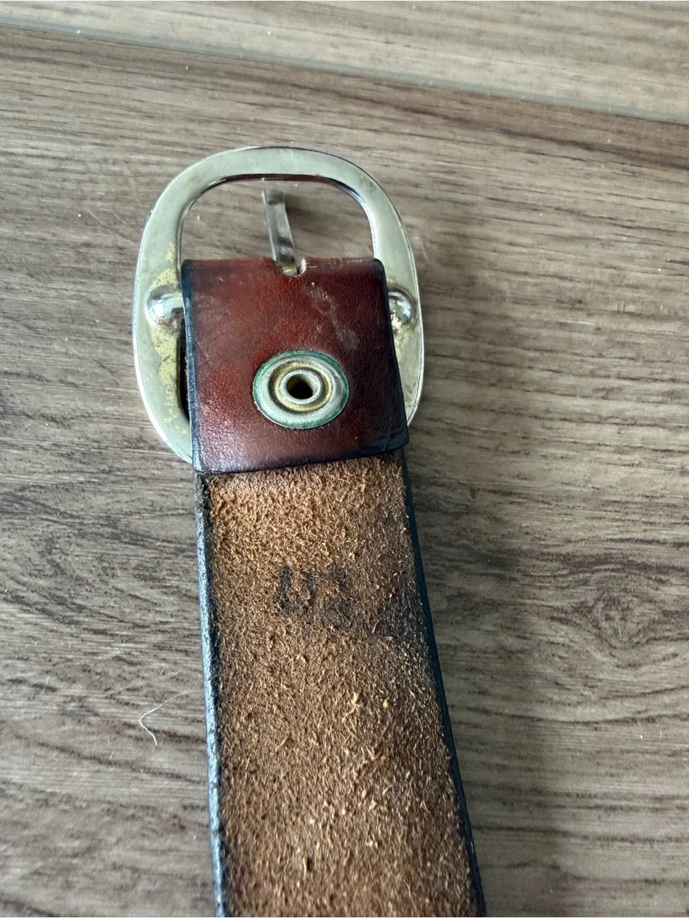 Vintage Brown Leather Train Embossed Belt